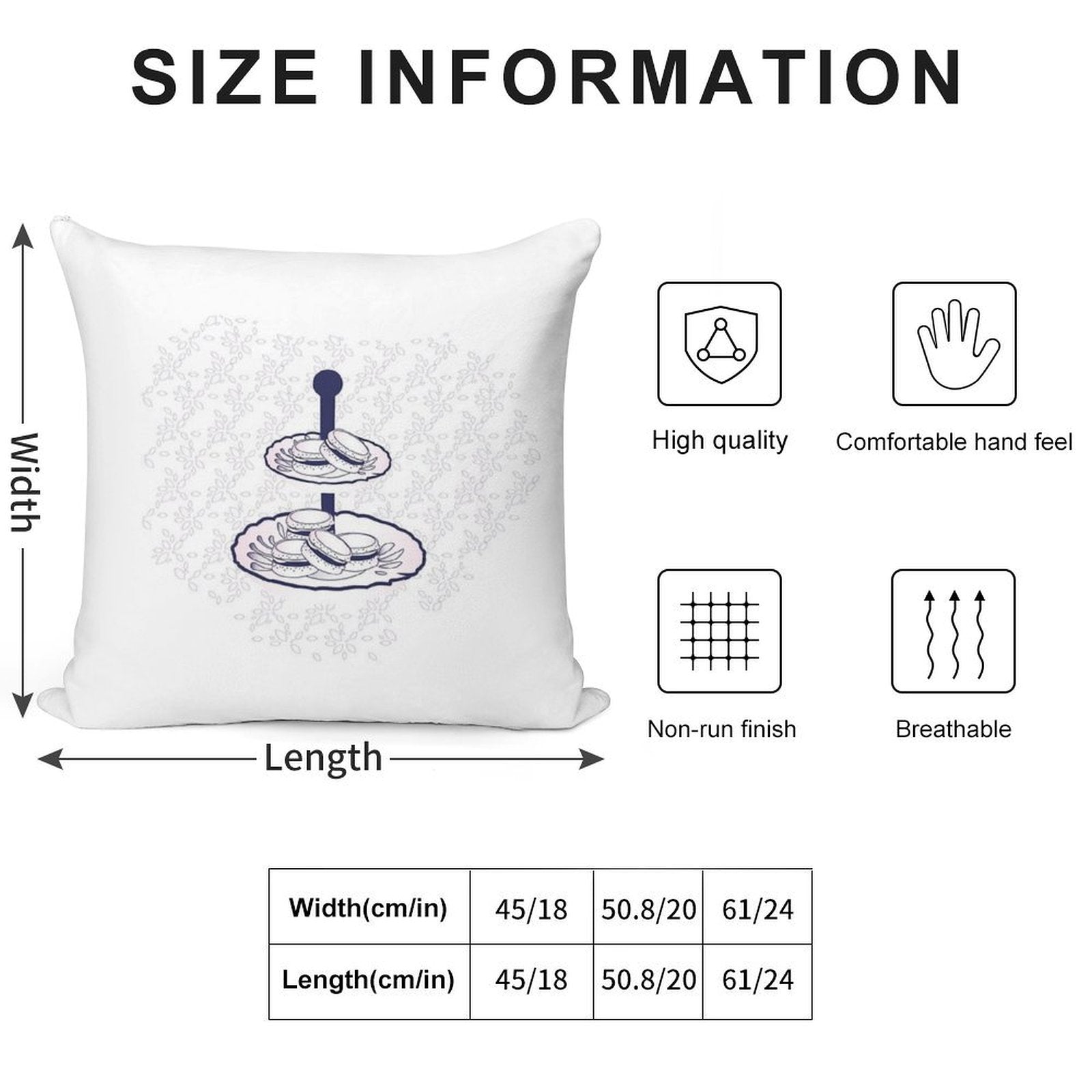 Macaron Display with Blue Outline Soft Anti-Pilling Throw Pillow