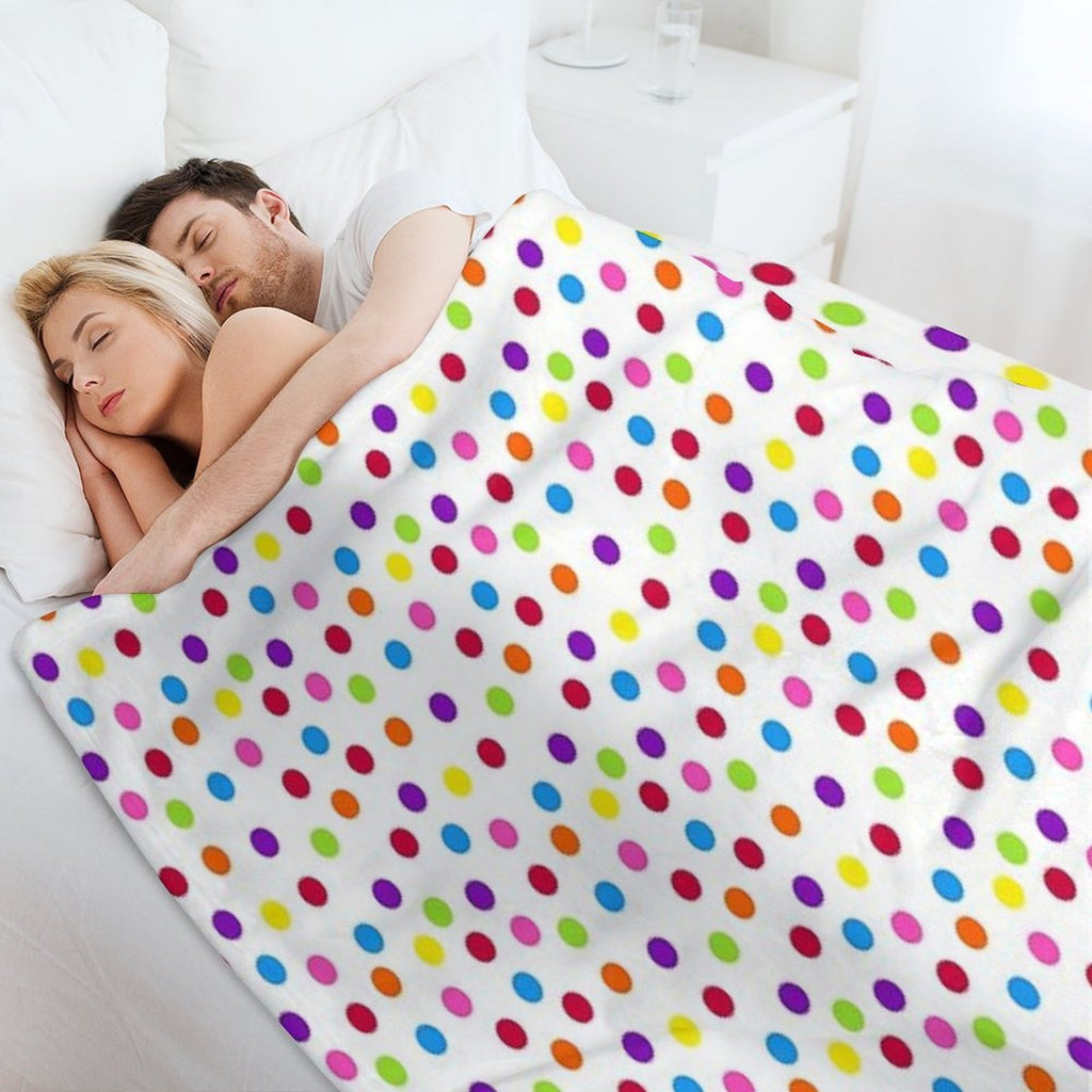 Rainbow Multi-color Confetti Polka Dot All-season Throw Blanket