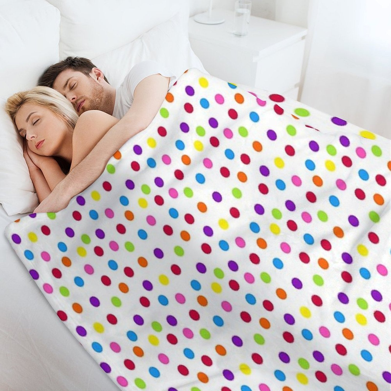 Rainbow Multi-color Confetti Polka Dot All-season Throw Blanket