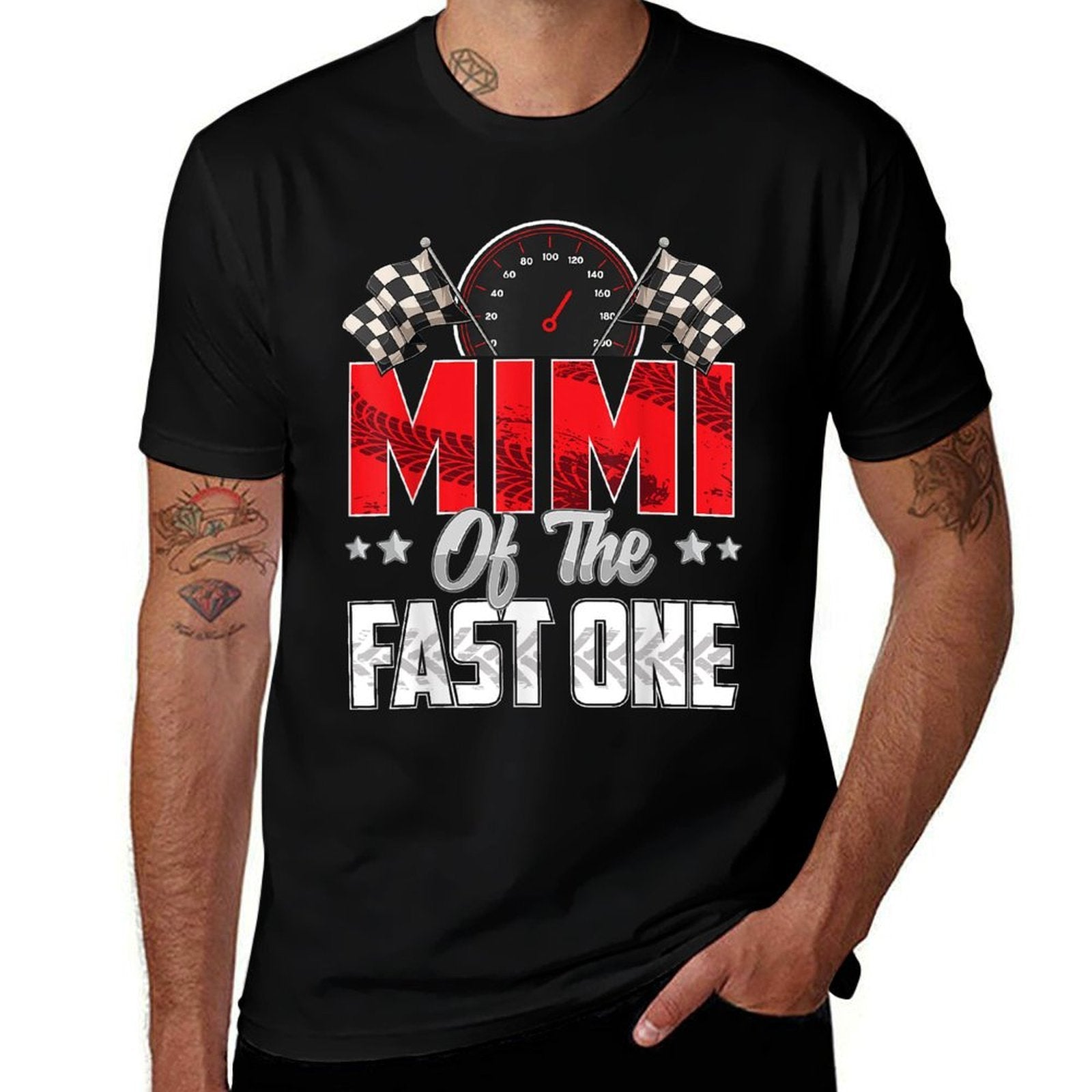 1 Year Old Racing Car Fast One Birthday 1st Family Mimi  Stretchy T-Shirt