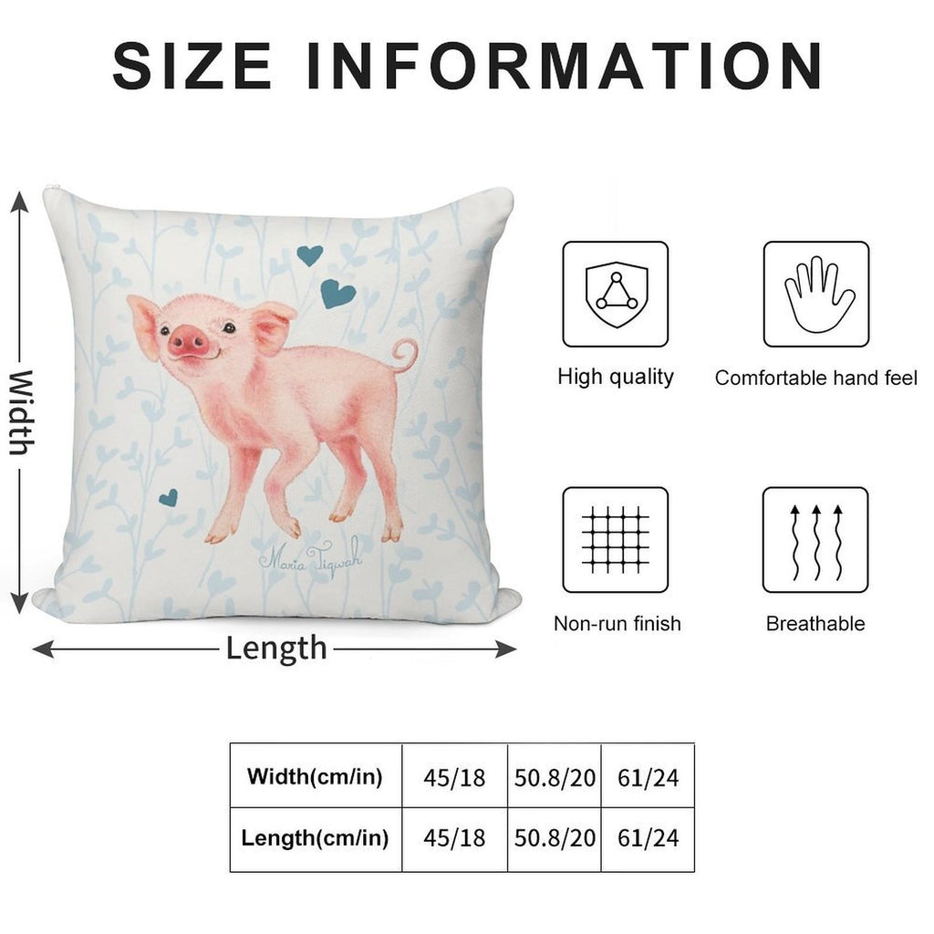Cute Piglet by Maria Tiqwah Soft Decorative Cover Throw Pillow