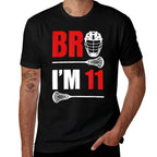 11th Birthday Boy Bro I'm 11 Year Old Lacrosse Theme  Heathered Texture T-Shirt