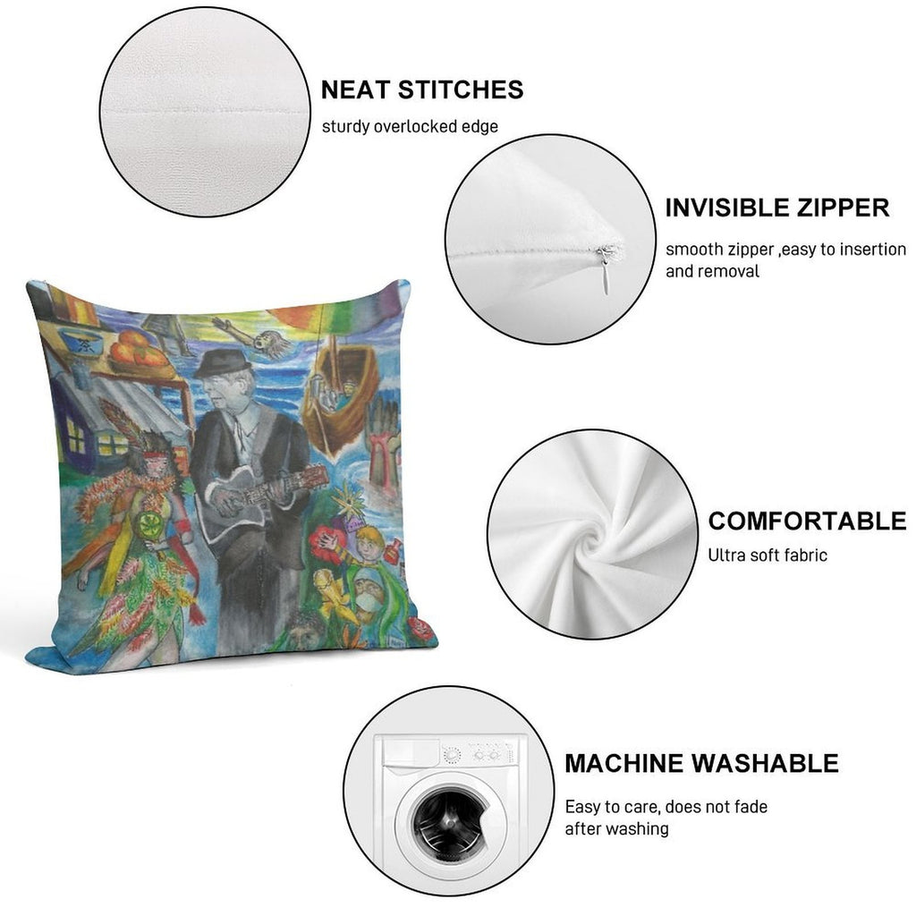 Leonard Cohen's 'Suzanne' Soft Short Plush Fabric Throw Pillow