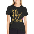 50th Birthday Women - 50 And Fabulous, Gold And Pink  Vintage-inspired T-Shirt