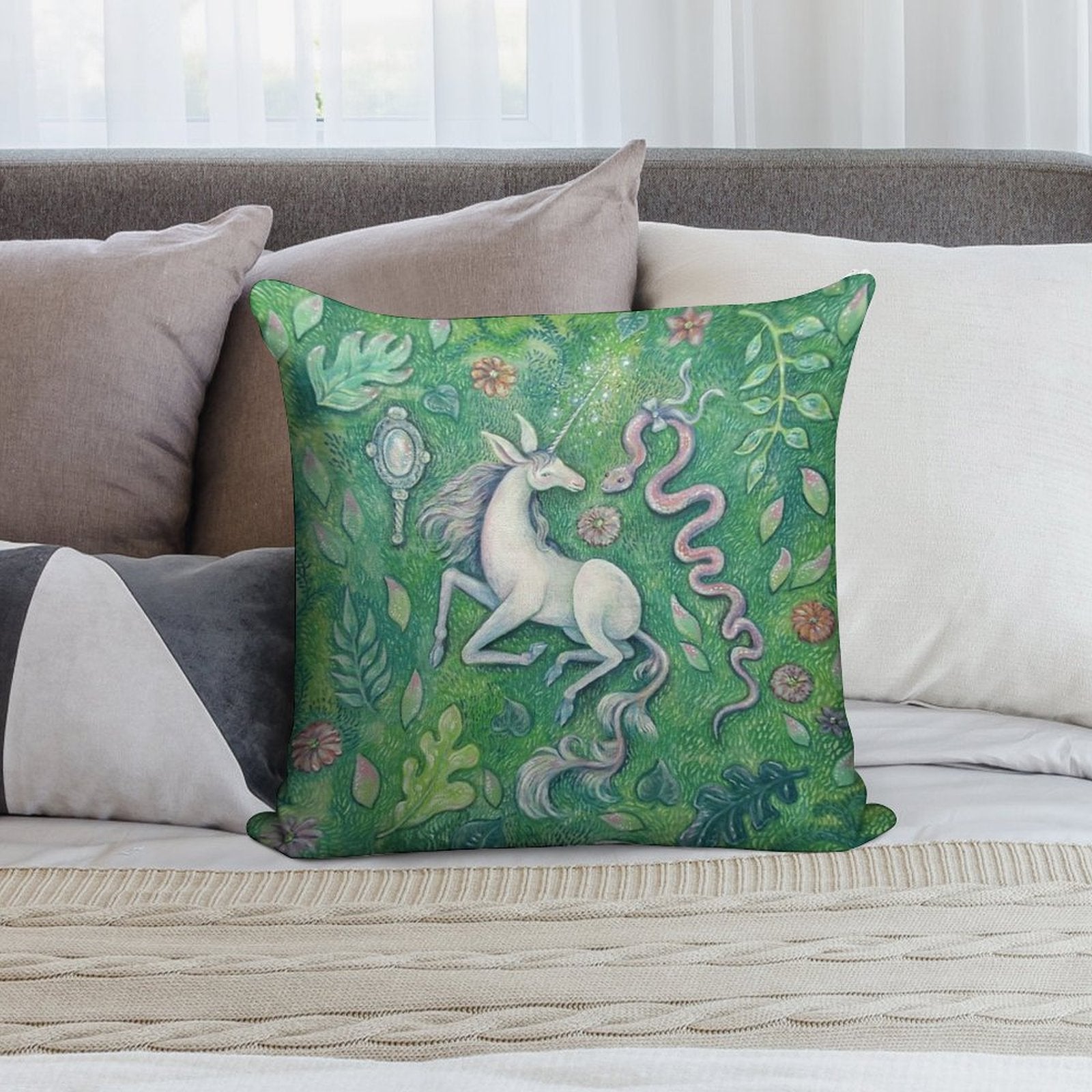 Unicorn Magic Soft Short Plush Fabric Throw Pillow