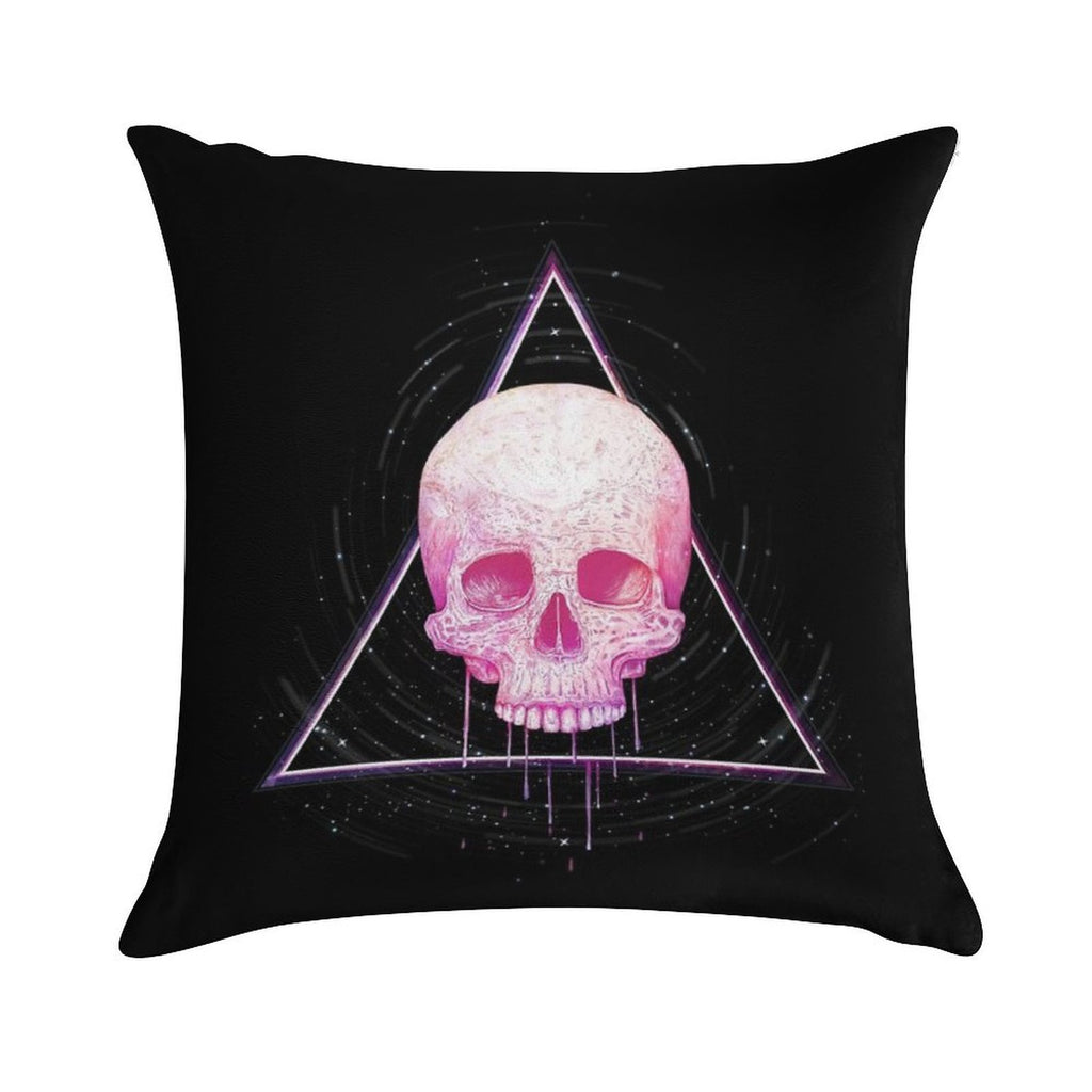 Skull in Triangle on Black Soft Warmth Comfort Throw Pillow