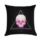 Skull in Triangle on Black Soft Warmth Comfort Throw Pillow