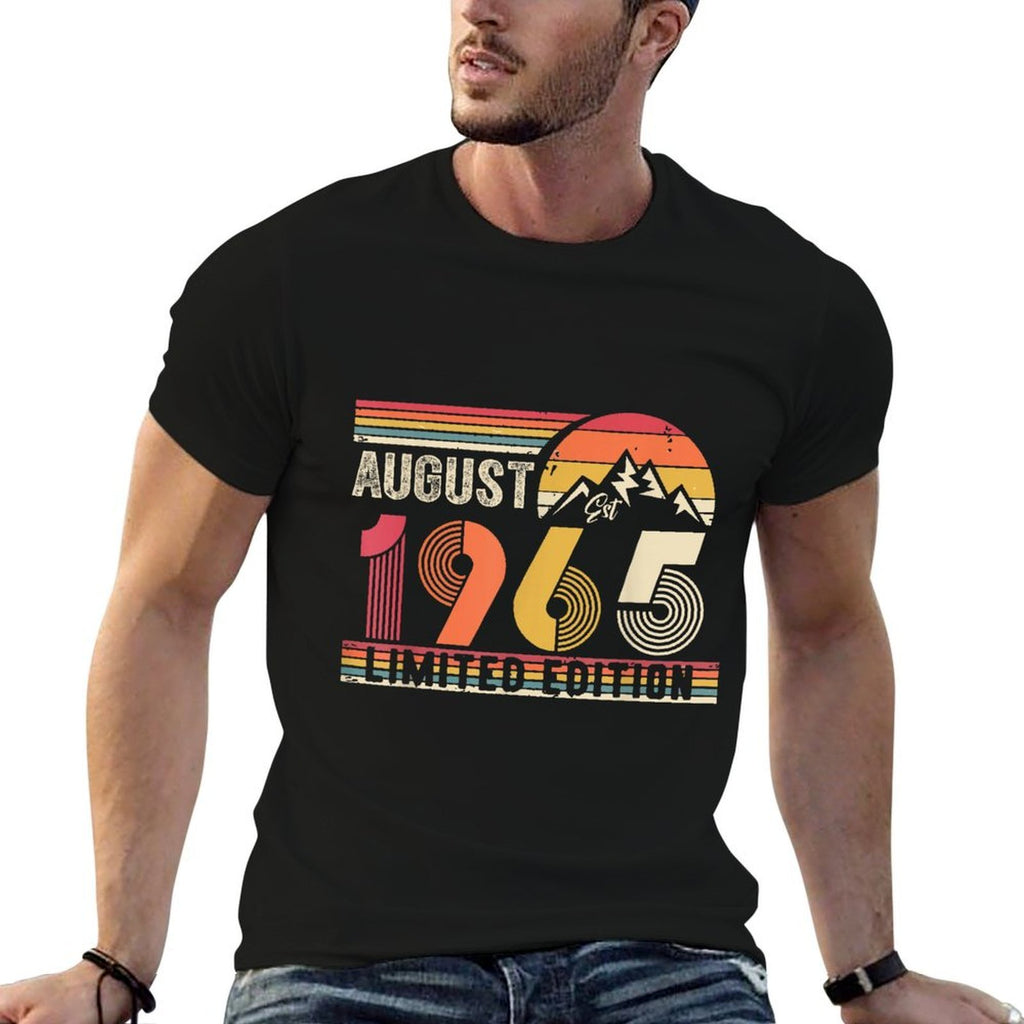 Vintage 1965 Limited Edition 60Year-Old August 60th Birthday  Summer-ready Fabric T-Shirt
