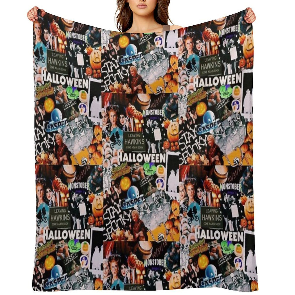 Halloween Collage Durable Throw Blanket