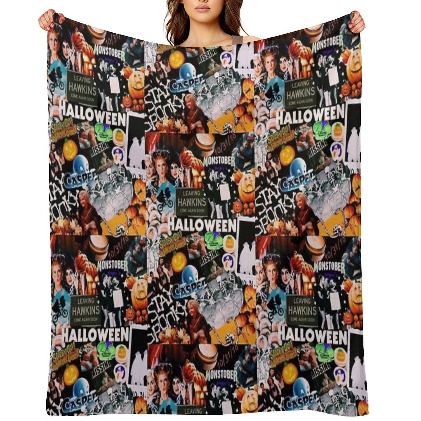 Halloween Collage Durable Throw Blanket