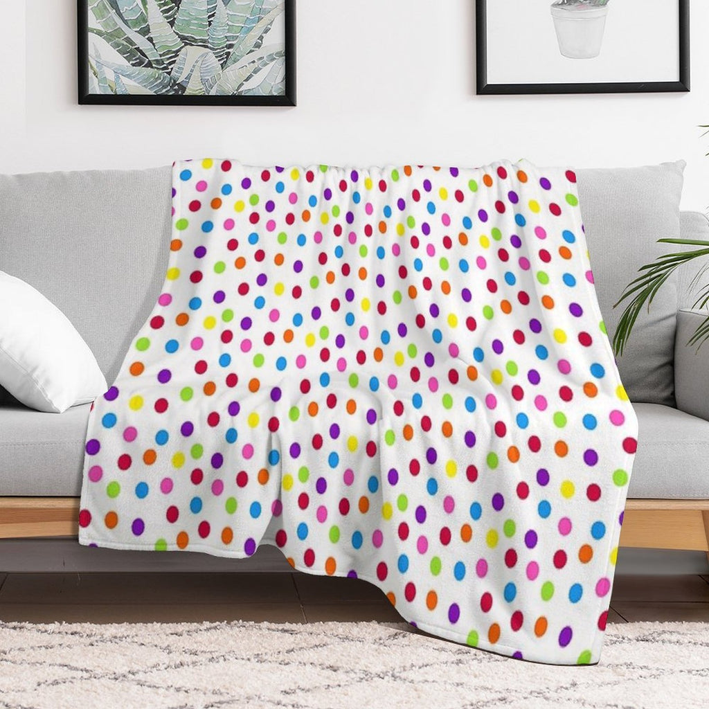 Rainbow Multi-color Confetti Polka Dot All-season Throw Blanket