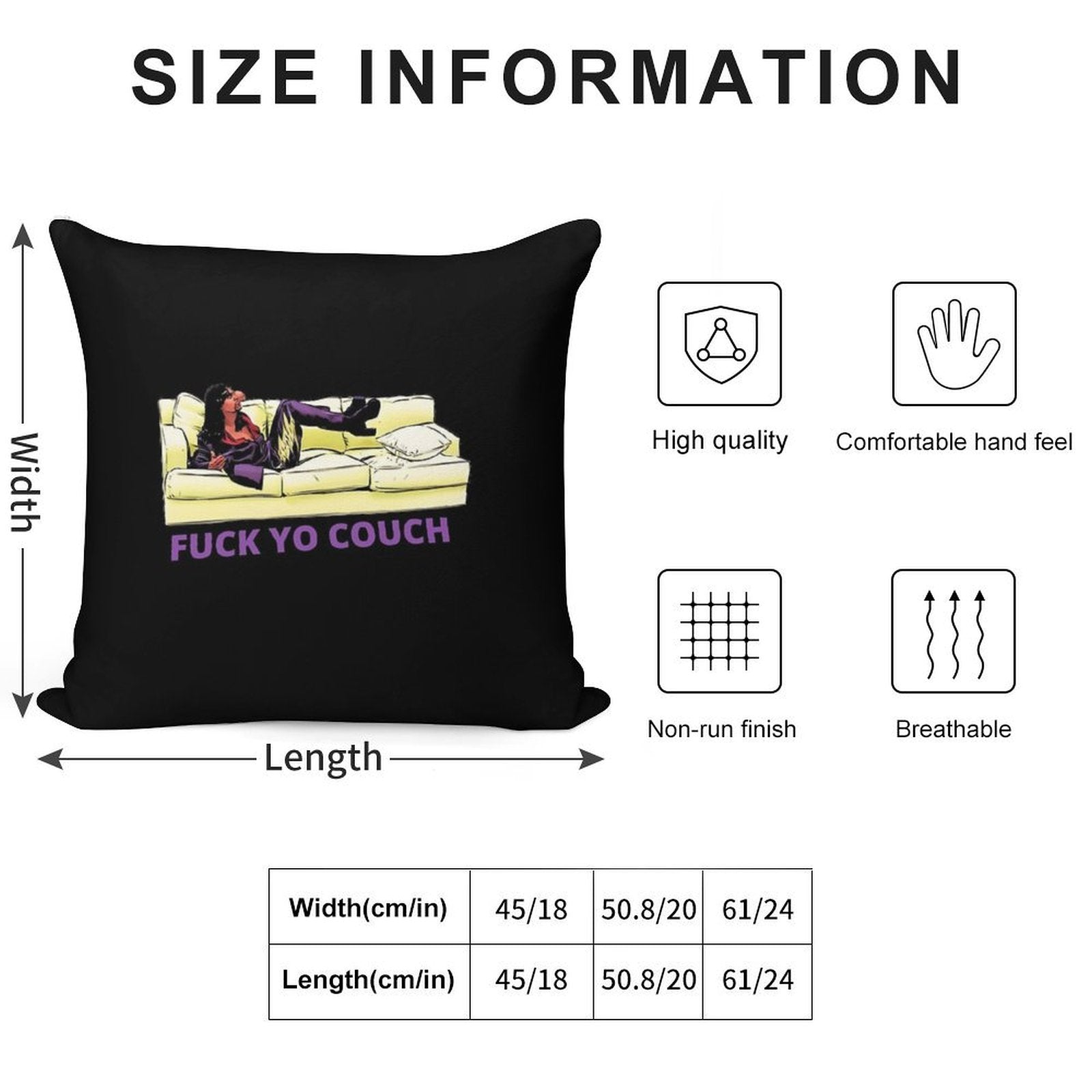 Fck Yo Couch Soft Fade-Resistant Throw Pillow