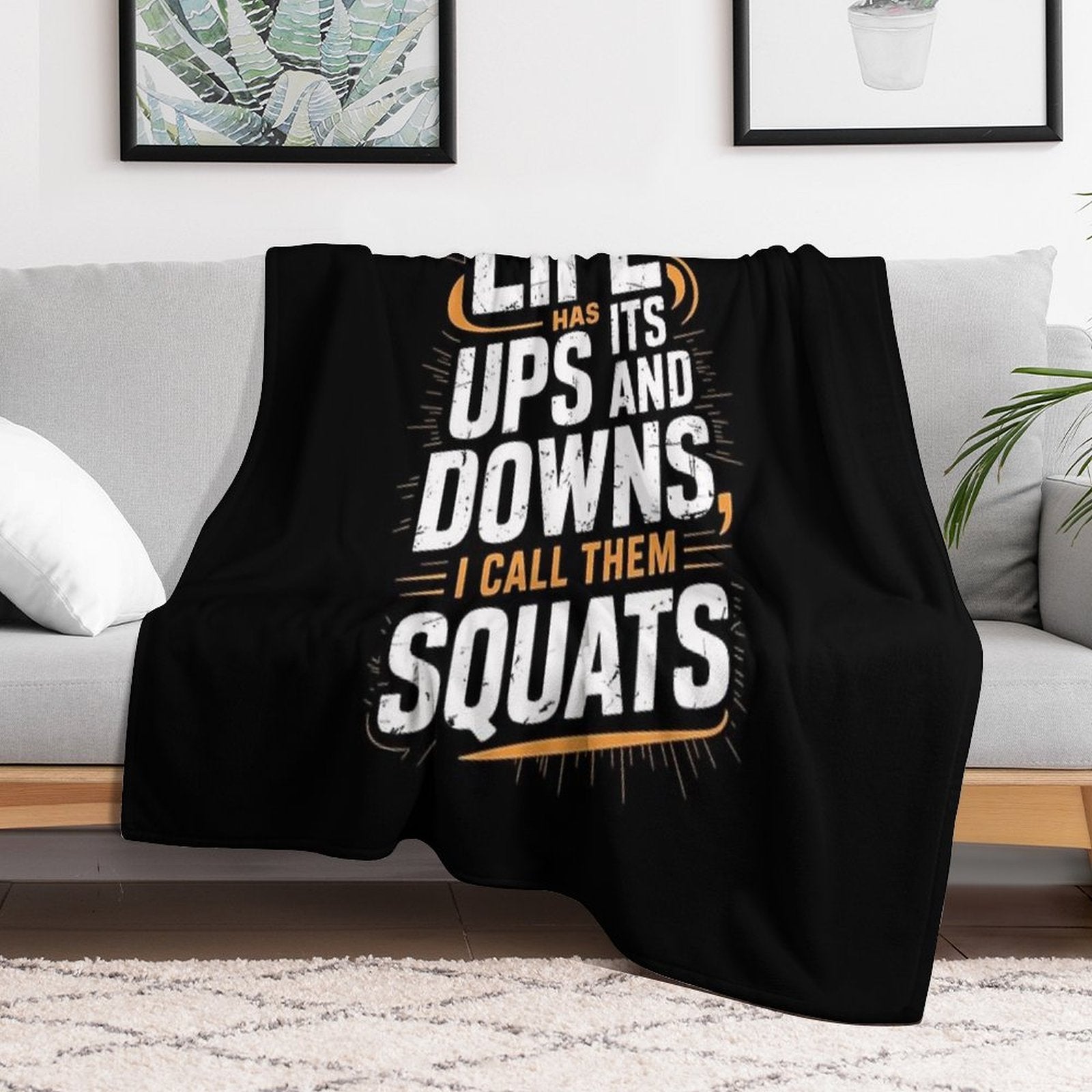 Fitness Gym Workout Weights Squat Plush Throw Blanket