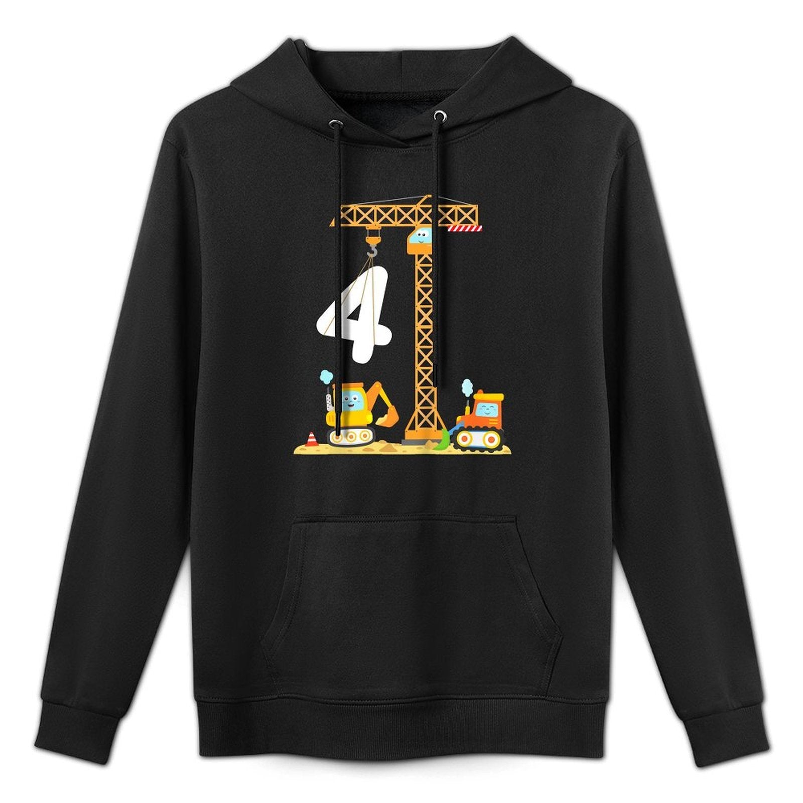 Kids Birthday 4 Year Old Boy Construction Vehicles Digger Crane Breathable Fabric Hoodie