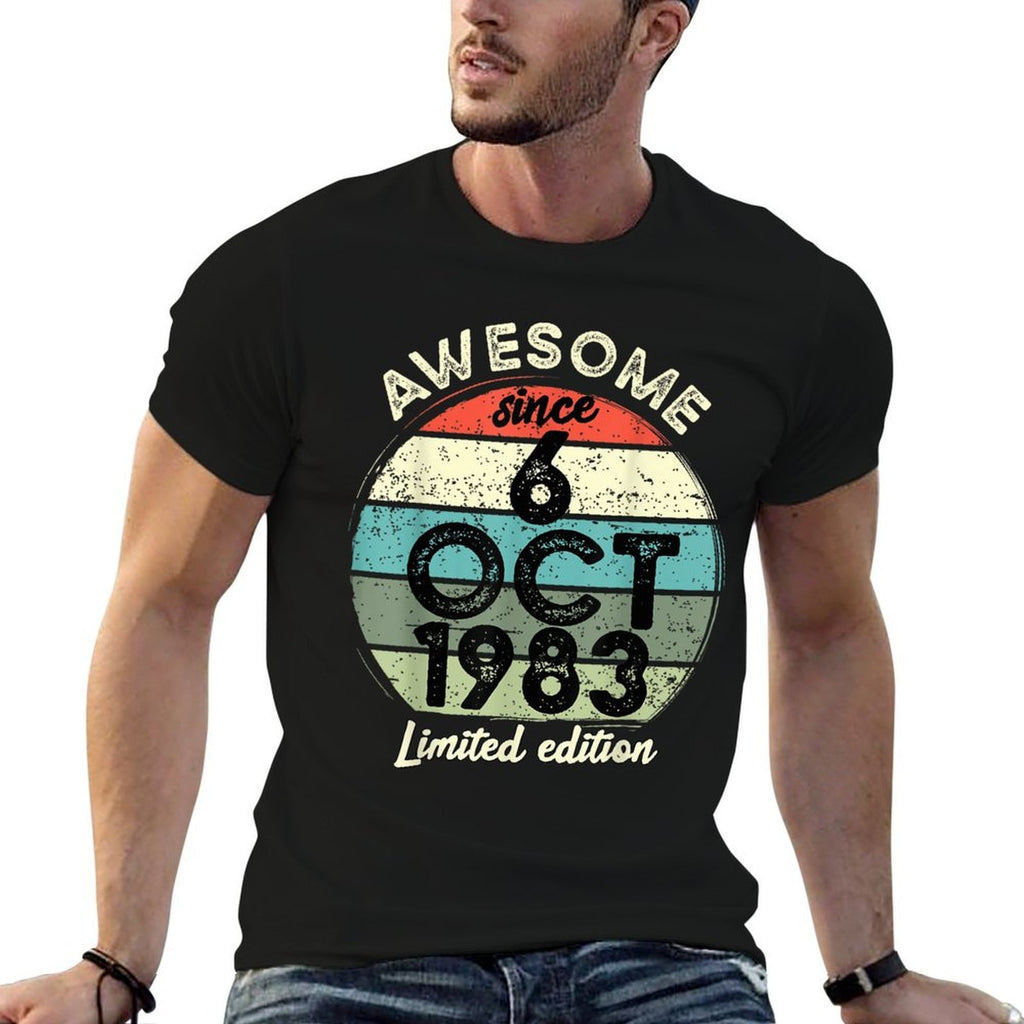40 Year Old Birthday 6 October 1983 40th Birthday  Slim-fit Cut T-Shirt