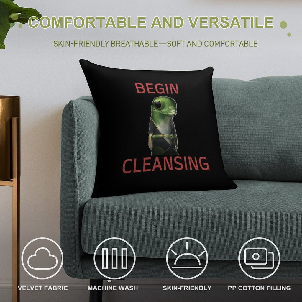 Stellaris Begin Cleansing Priki-ti-ki Gecko Meme Soft Durable Construction Throw Pillow