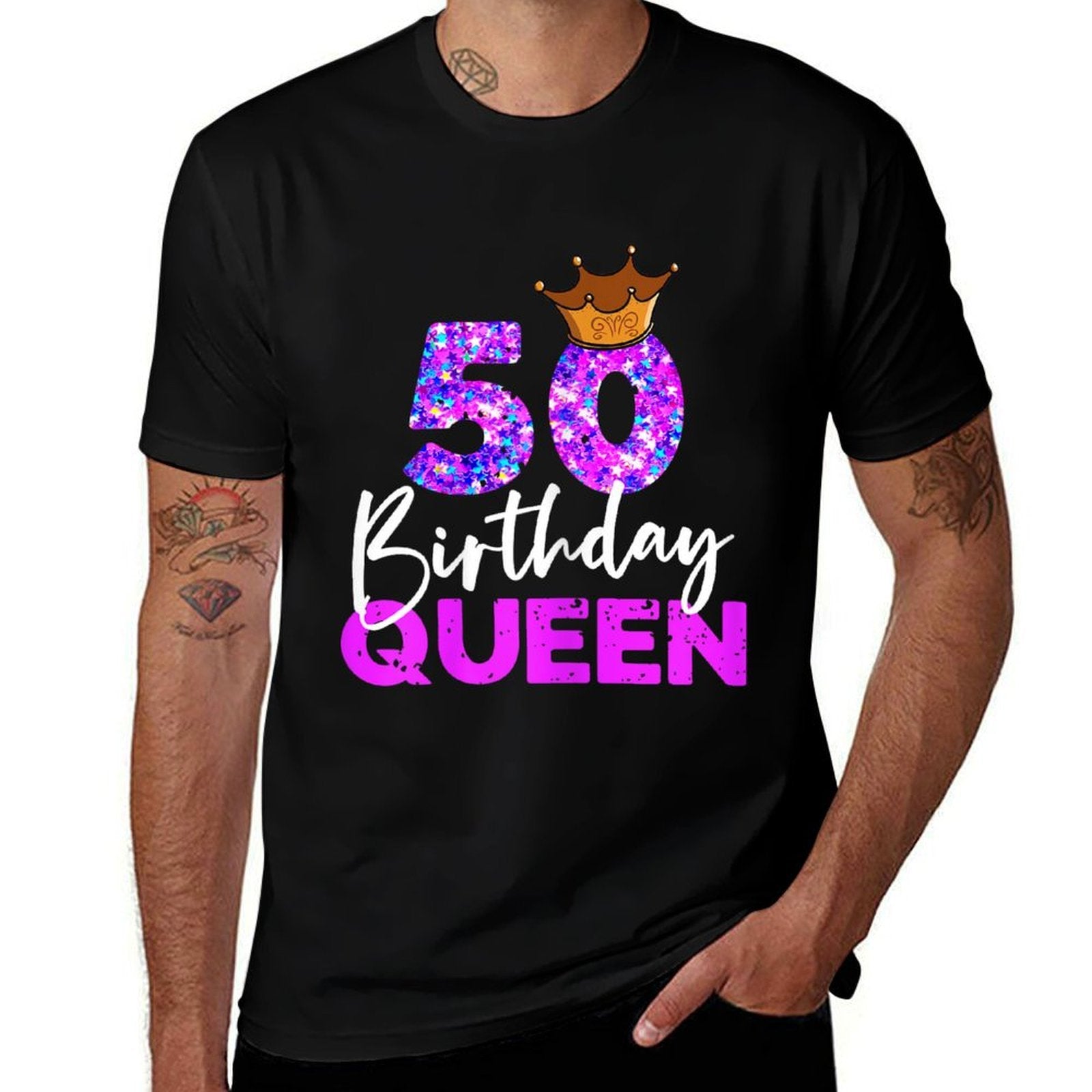 Womens 50th Birthday Queen Crown for Her Fiftieth Bday  Trendy Pattern T-Shirt