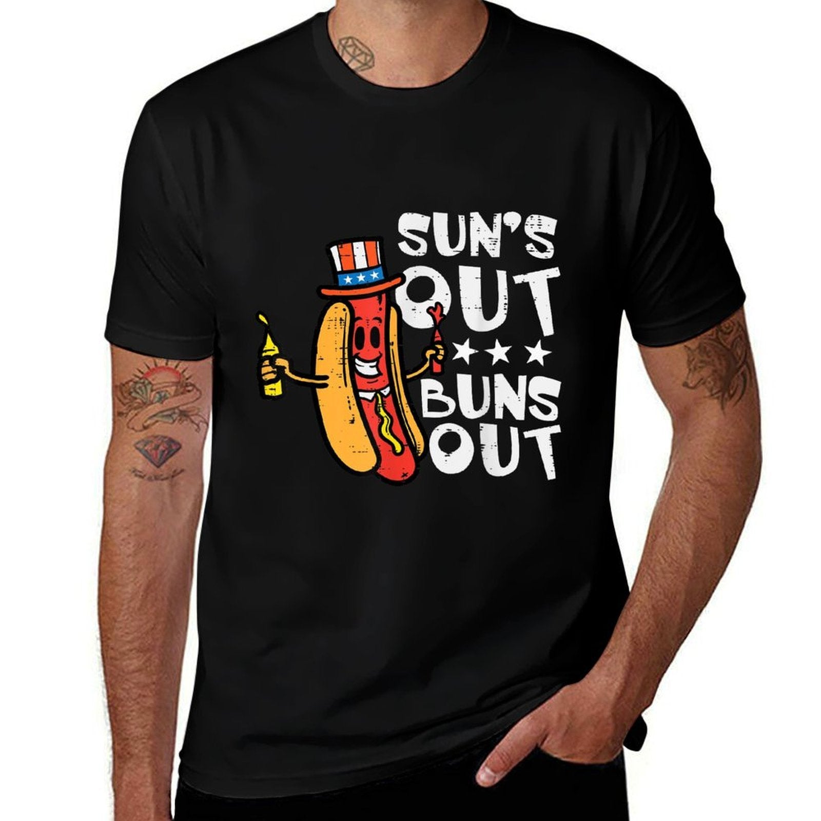 4th July Suns Out Buns Out Hotdog Patriotic Men Women Kids  Quick-drying T-Shirt