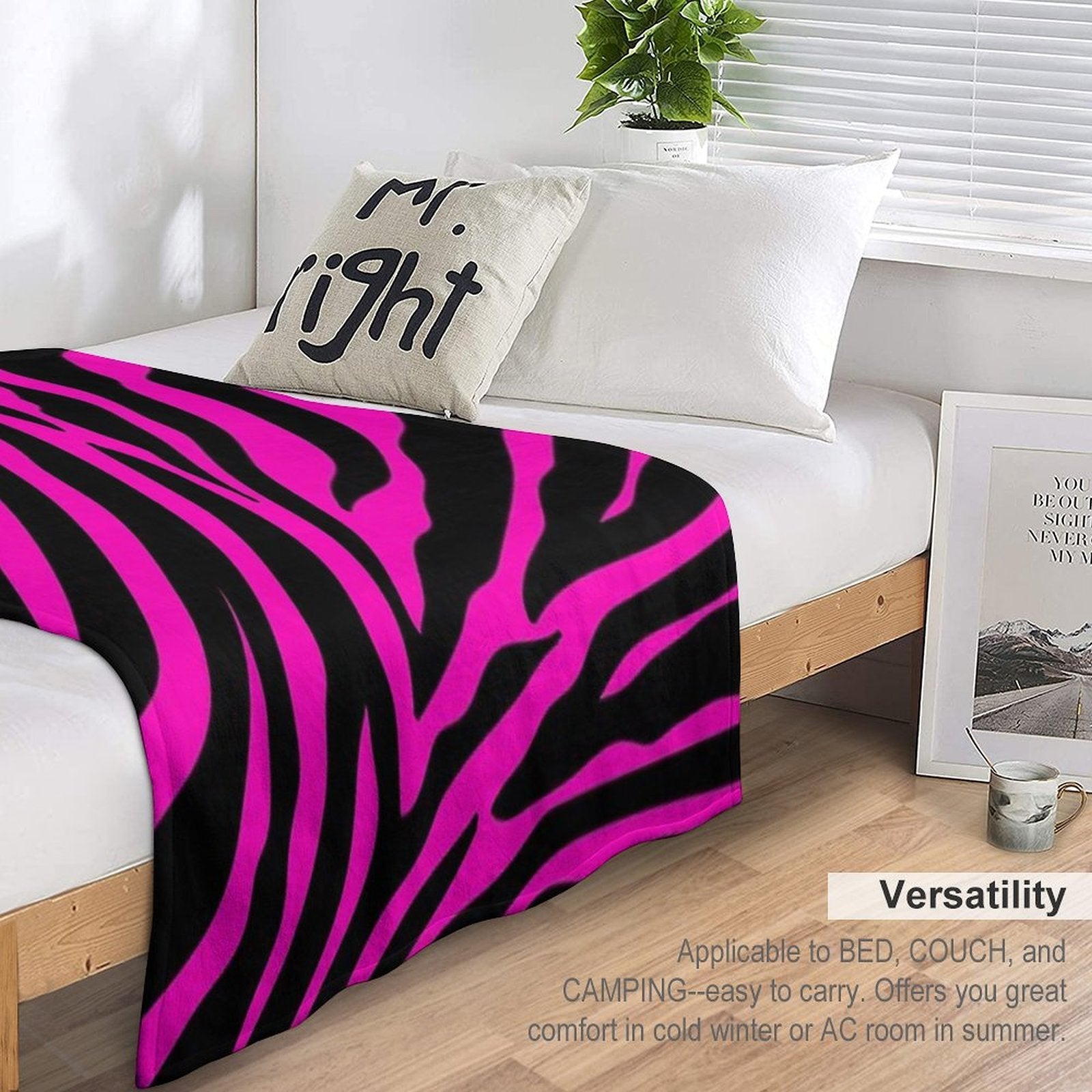 Pink Zebra Multi-functional Throw Blanket