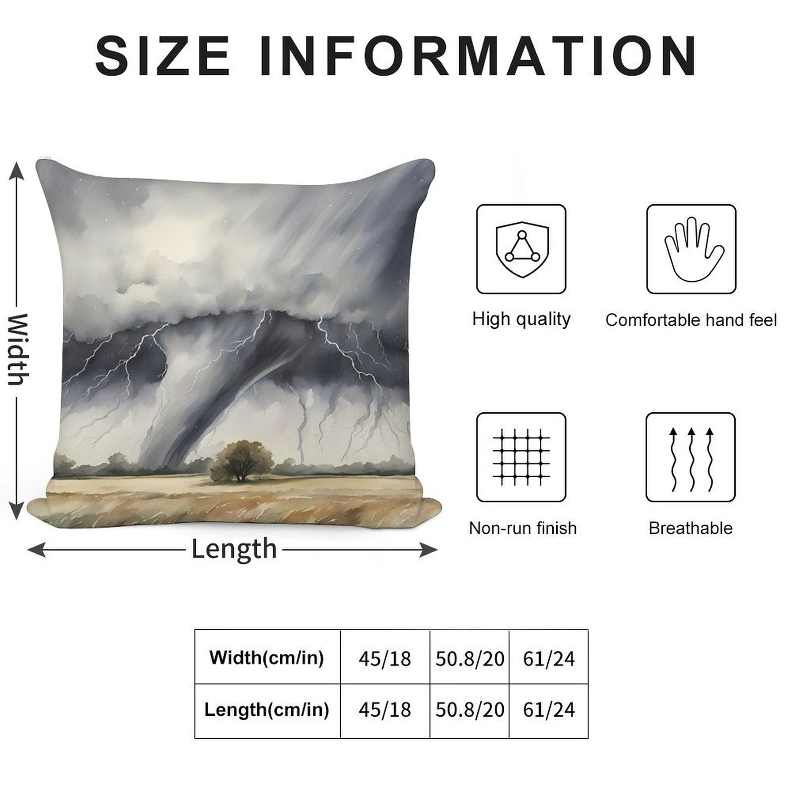 Tornado over Field Soft Multiple Sizes Throw Pillow