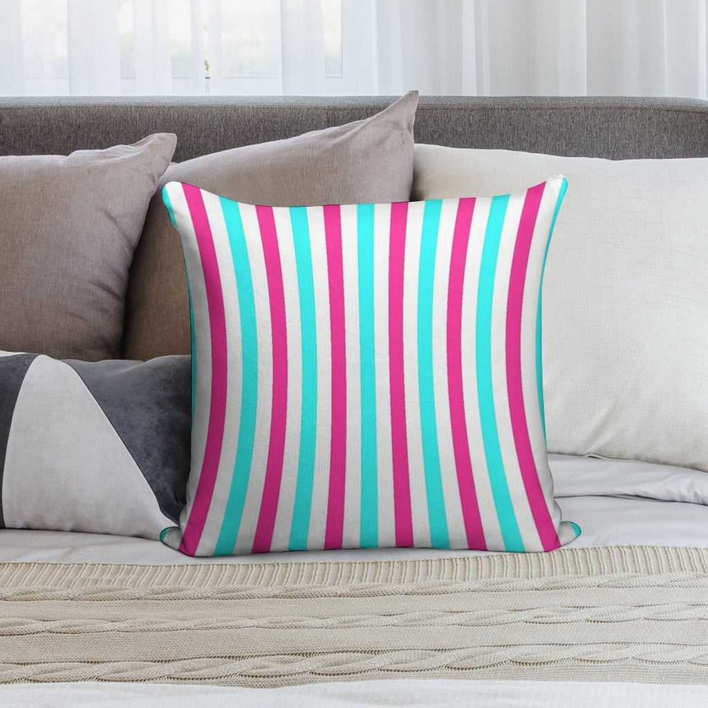 Pastel Pink Blue Stripes Soft Shrink-Resistant Throw Pillow