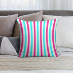 Pastel Pink Blue Stripes Soft Shrink-Resistant Throw Pillow