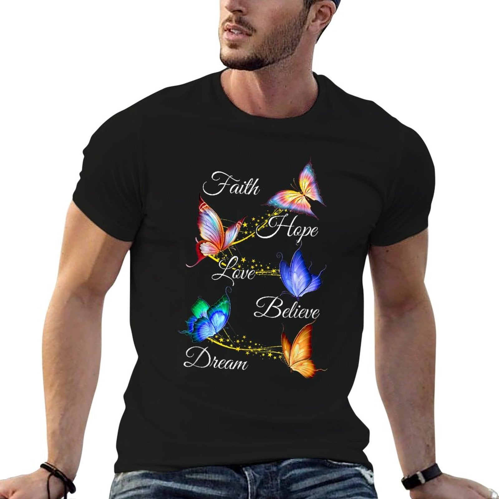 Butterfly Faith Hope Love Believe Dream Christian  Moisture-wicking T-Shirt
