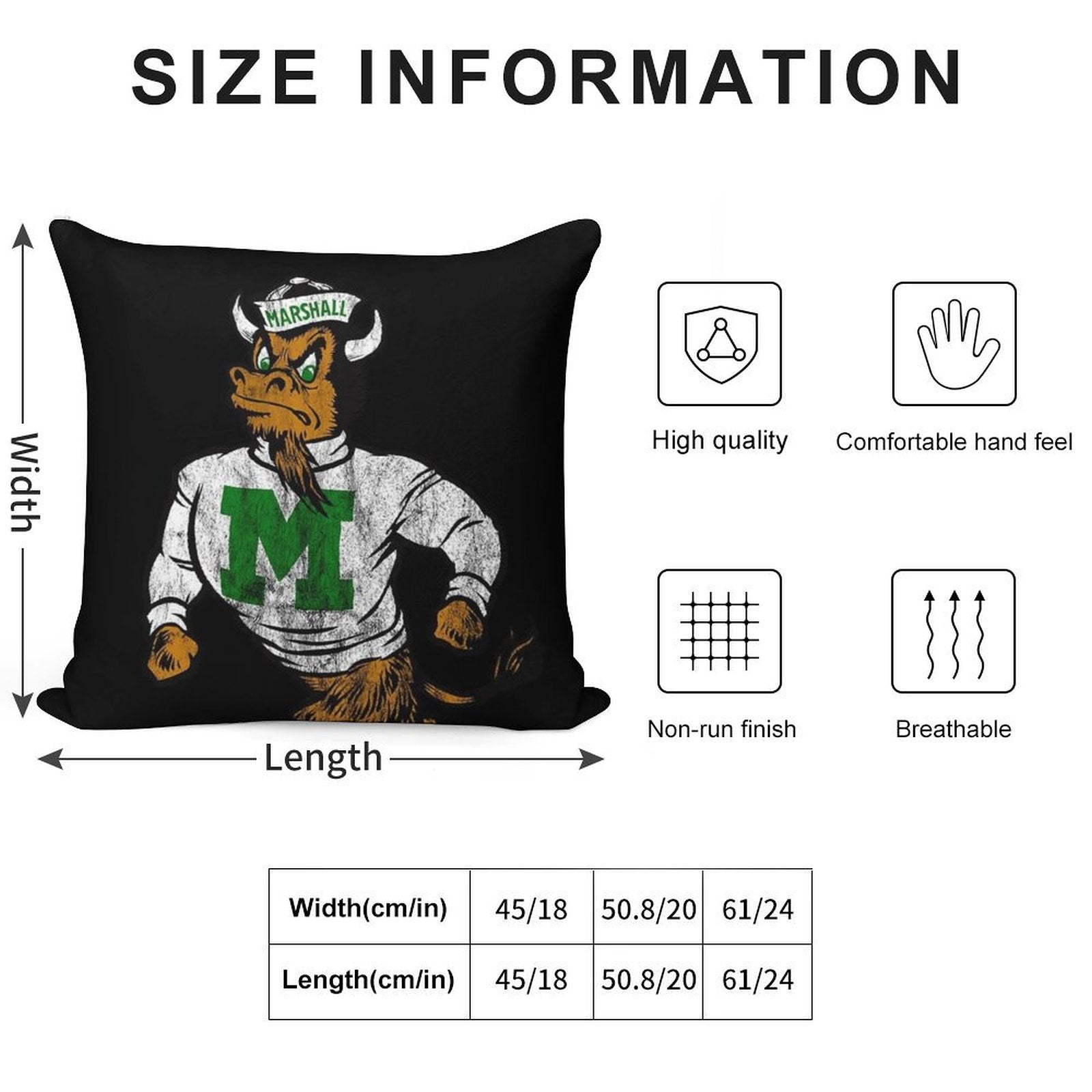 Vintage Marshall U. Retro Mascot Logo - Distressed Version Marco Soft Gift Ready Throw Pillow