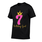 7th Birthday Girls 7 Seven Years Old Birthday Party Kids  Tagless Design T-Shirt