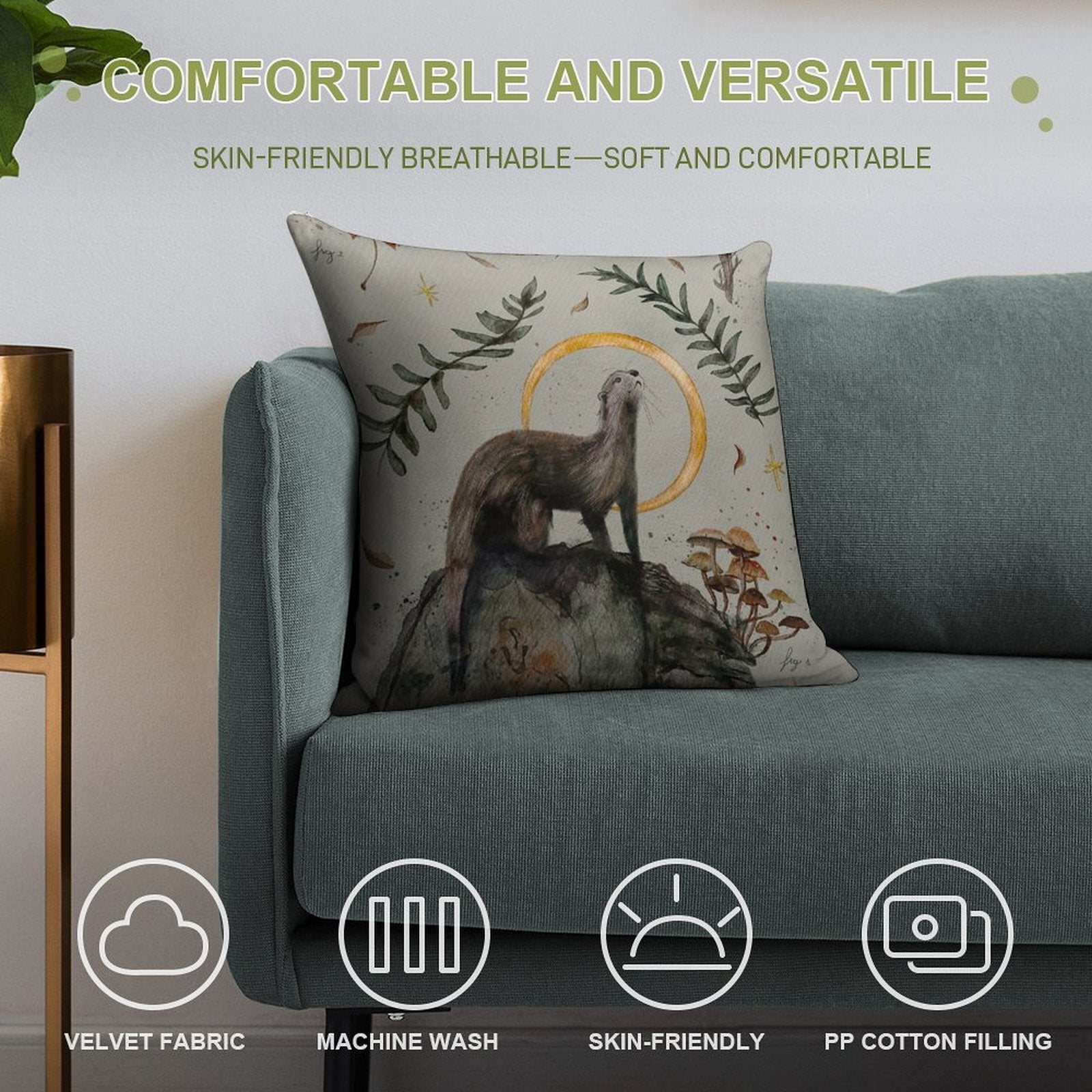 Otter And Her Treasures Soft Warmth Comfort Throw Pillow