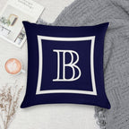 Navy Blue White Monogram B In A Square Soft High-Density Material Throw Pillow