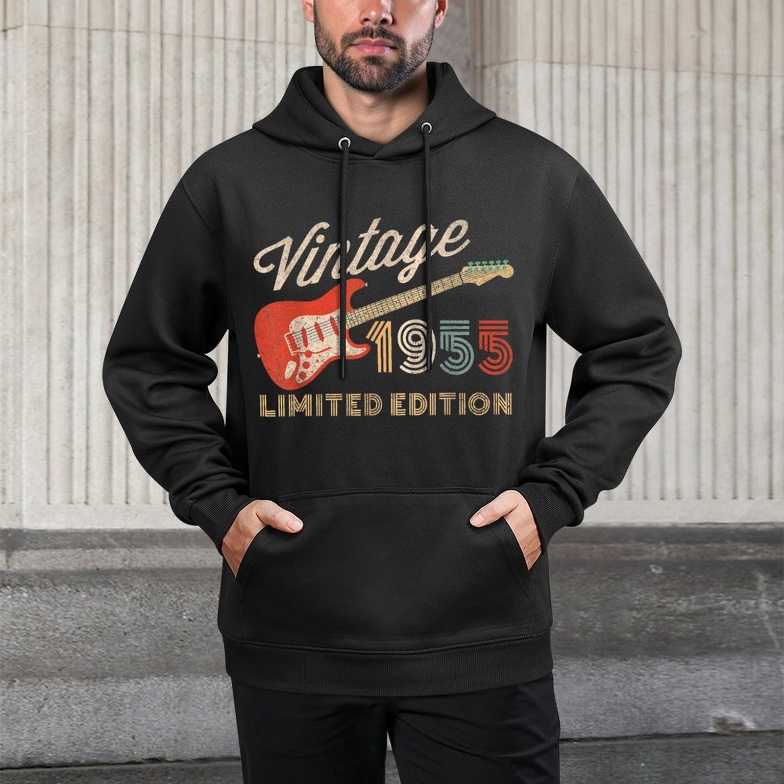 Vintage 1955 Limited Edition Guitar Year Of Birth Birthday Breathable Fabric Hoodie