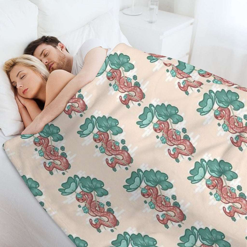Red Snake Surrounded by The Clover Leaf Comfort Throw Blanket