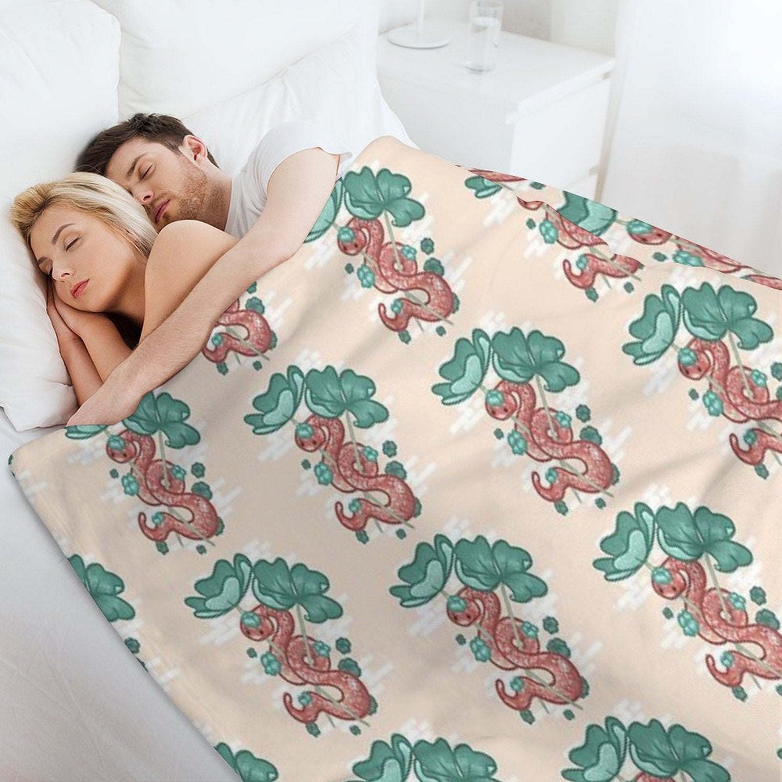 Red Snake Surrounded by The Clover Leaf Comfort Throw Blanket