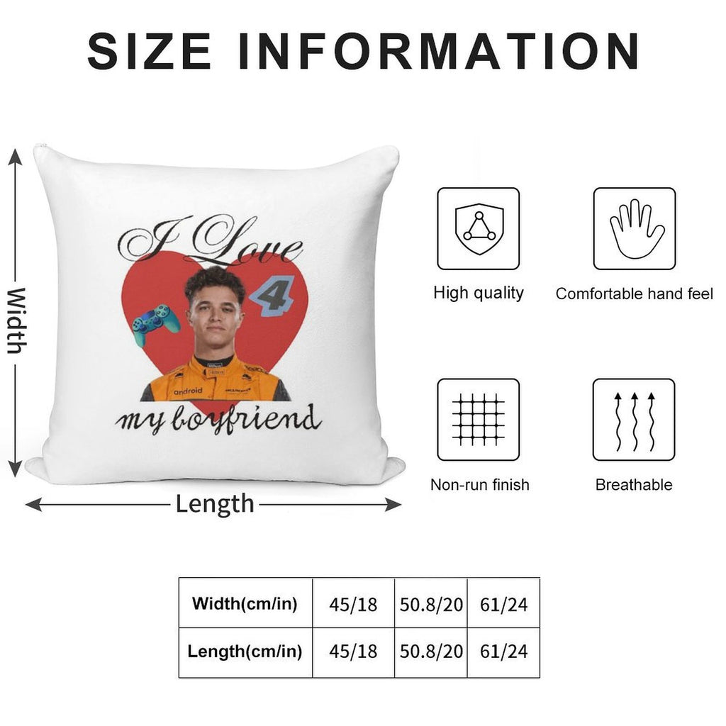 I Love My Boyfriend Lando Norris Soft Skin-Friendly Throw Pillow
