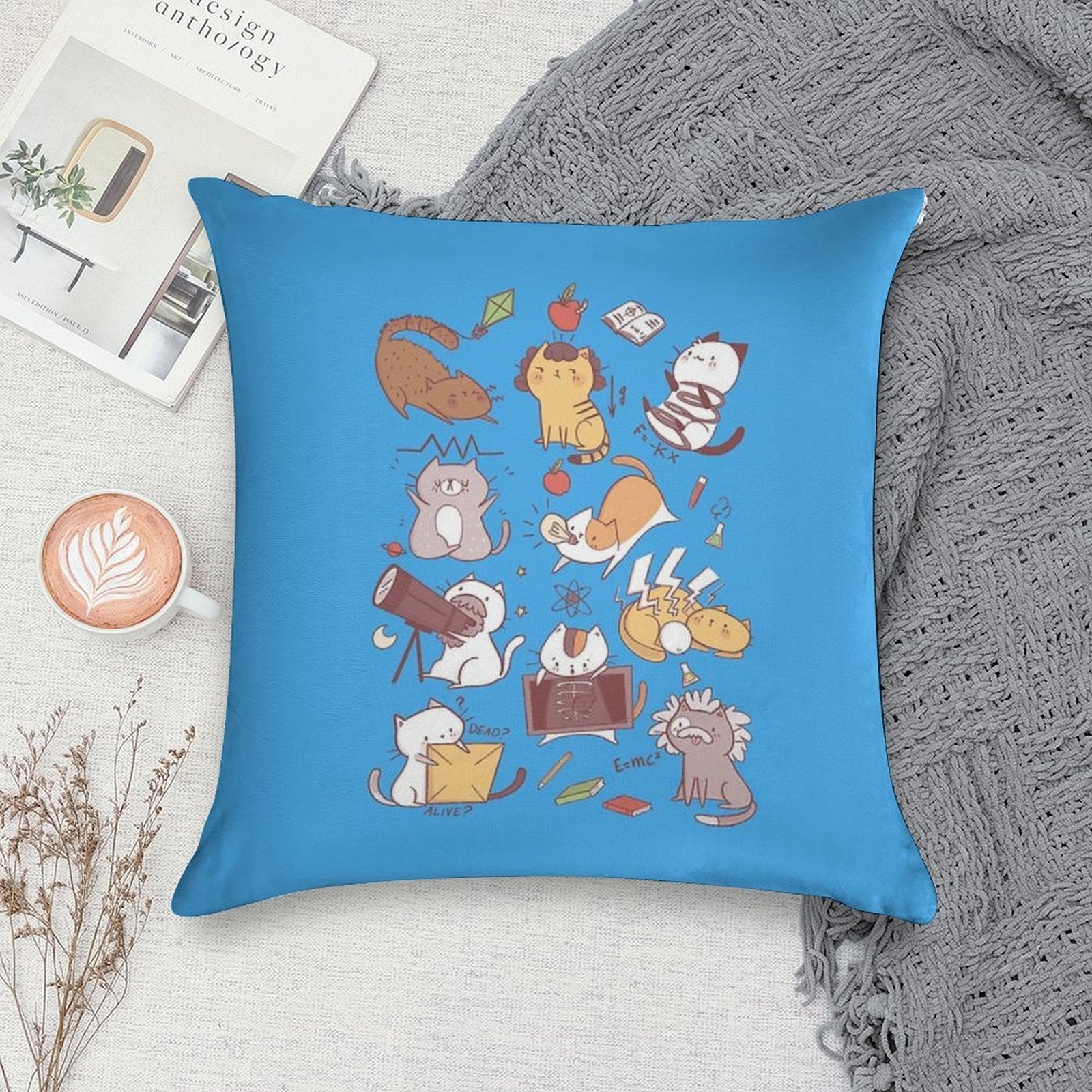 Science Kittens Soft Durable Construction Throw Pillow