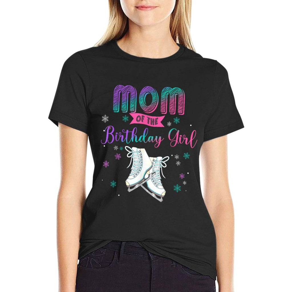 Ice Skating Mom Of The Birthday Girl Family Matching  Oversized Silhouette T-Shirt
