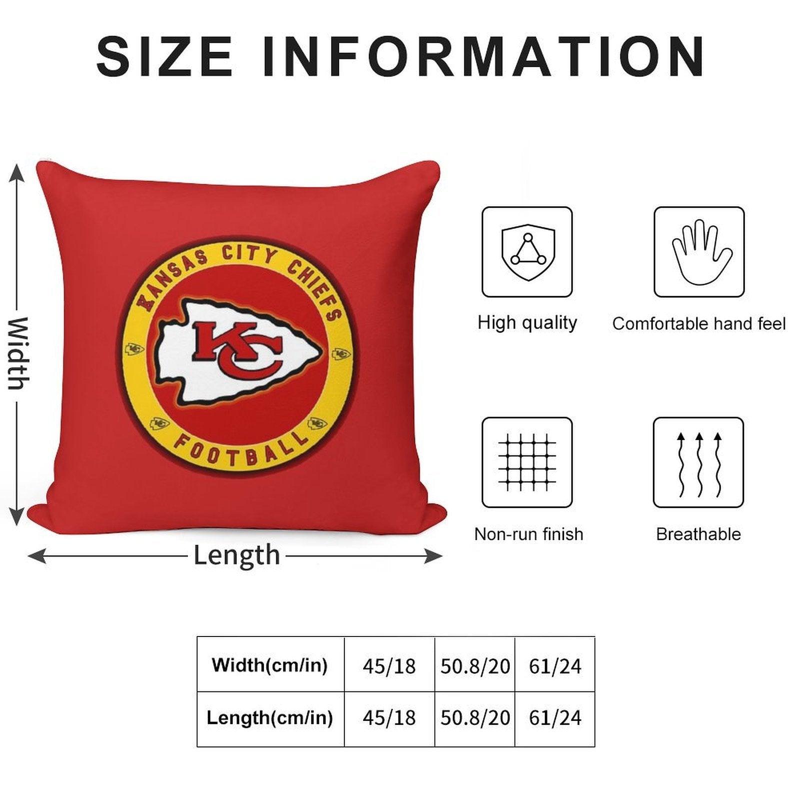 Chiefs-kansas Soft Hidden Zipper Throw Pillow