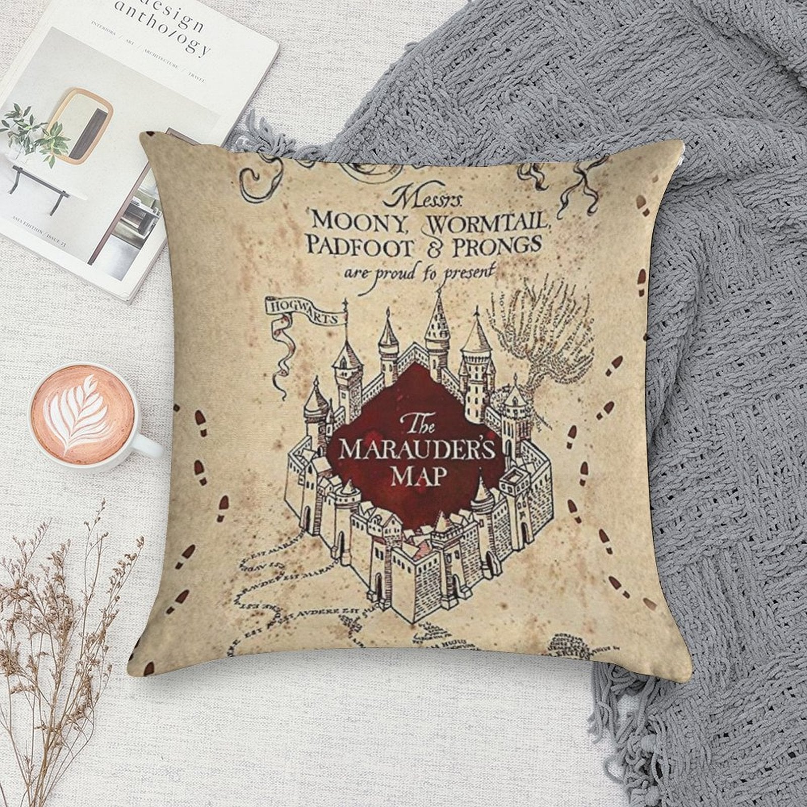 The Marauder’s Map Soft Reinforced Edging Throw Pillow