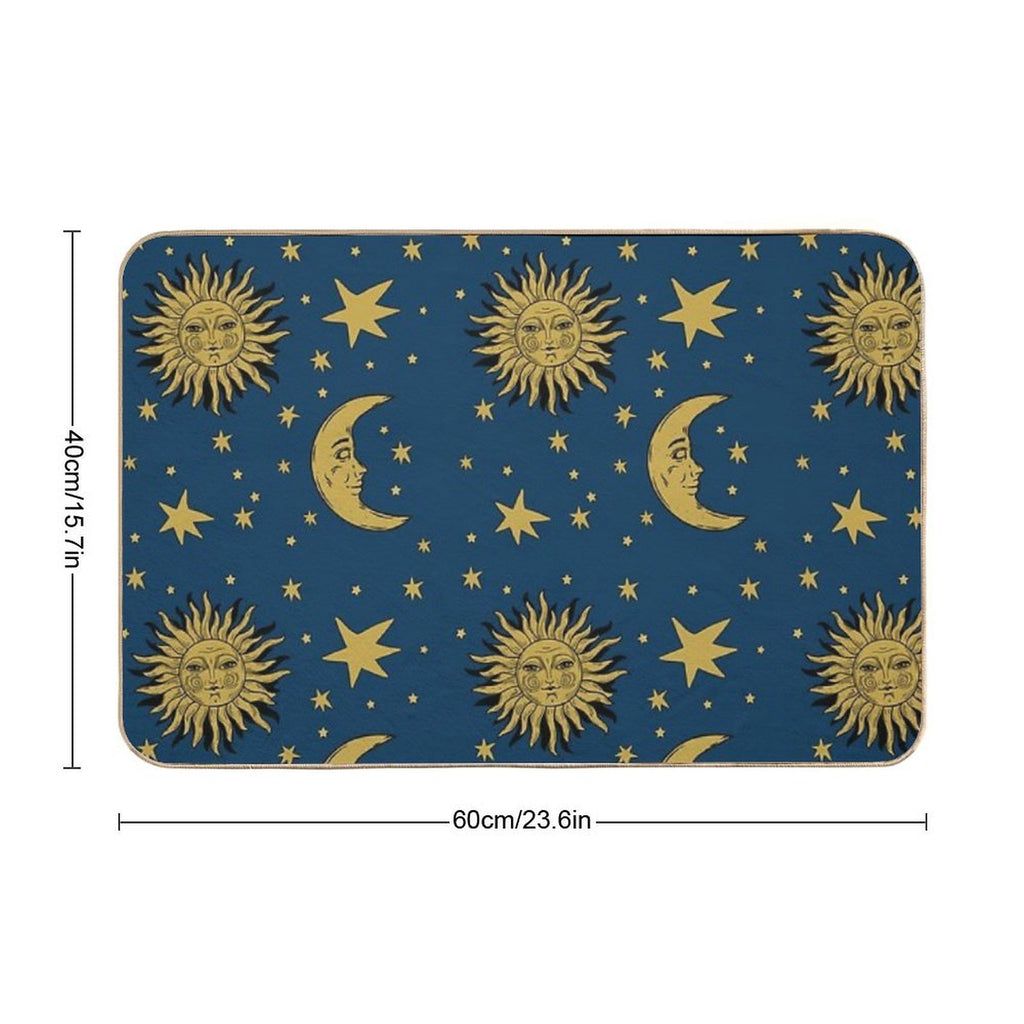 90s Whimsi-goth Celestial Sun And Moon Pattern  Multi-Purpose Bath Mat