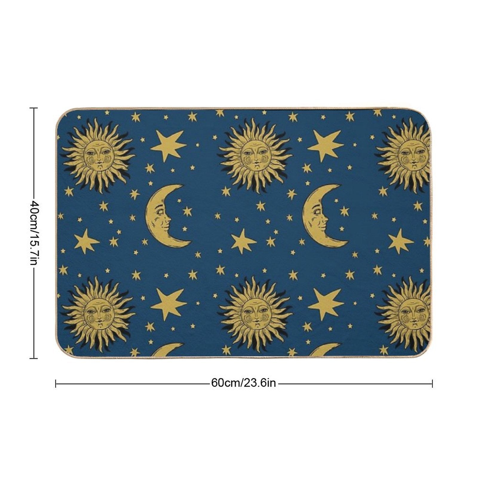 90s Whimsi-goth Celestial Sun And Moon Pattern  Multi-Purpose Bath Mat
