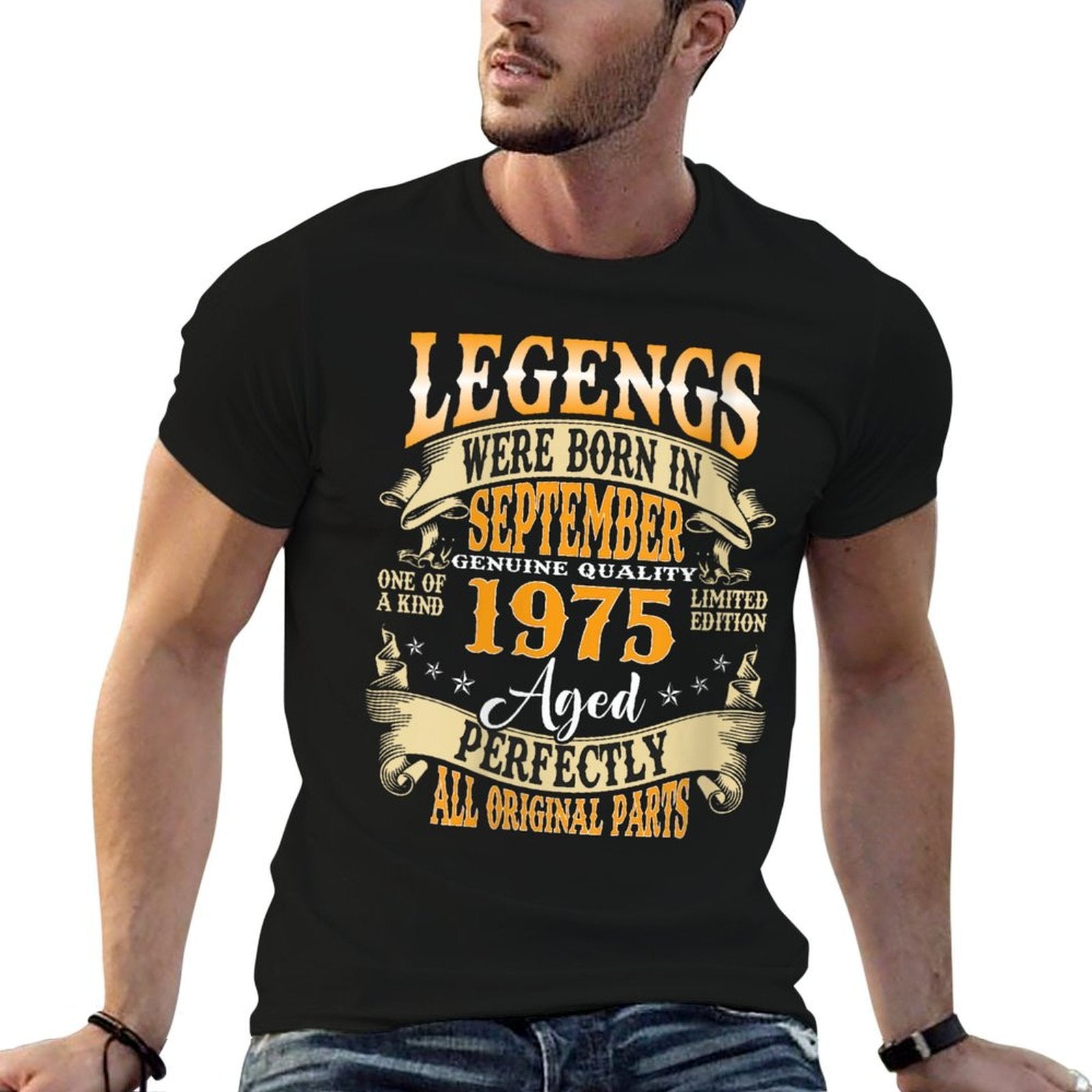 Womens Legend Were Born in September 1975 Vintage 50th Birthday Men  Slim-fit Cut T-Shirt