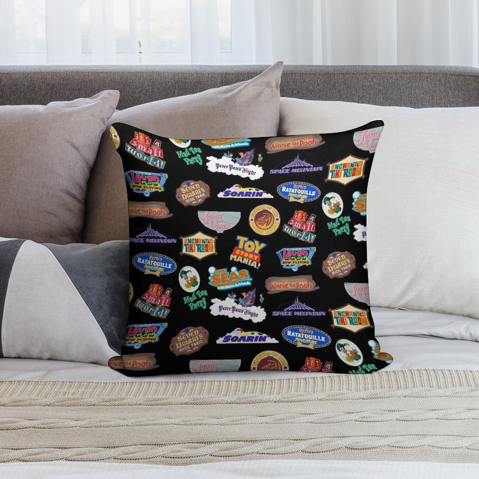 Theme Park Attraction Collage Soft Ultra-Soft Texture Throw Pillow