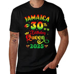 30Th Birthday Queen Jamaica Girl Matching Party 2025  Easy-care T-Shirt