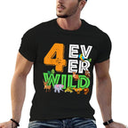 4 Ever Wild Birthday Decorations Boy Zoo 4th Birthday Party  Graphic-printed T-Shirt