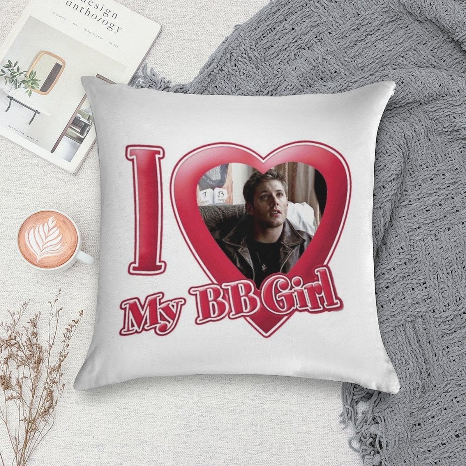 I Love My Babygirl Dean Winchester Soft Shrink-Resistant Throw Pillow