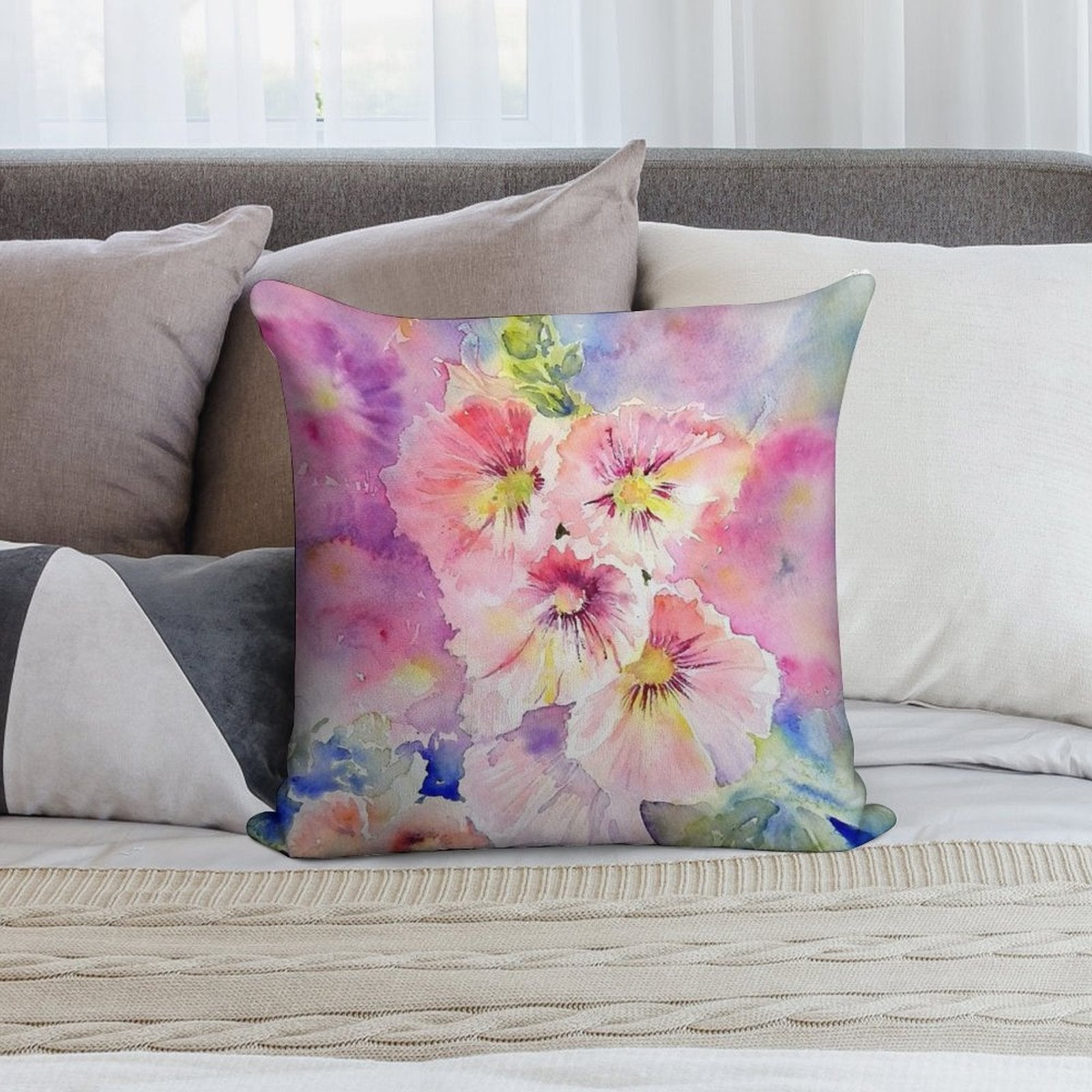 Cottage Garden Summer Soft Skin-Friendly Throw Pillow