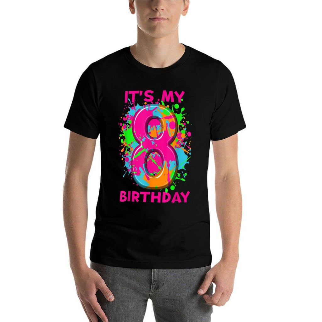 8th Birthday Paint Splashes Tshirt Kids Girls Boys 8 Years  Vintage-inspired T-Shirt