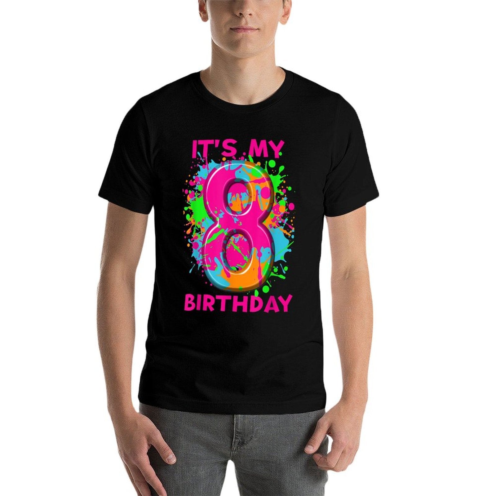 8th Birthday Paint Splashes Tshirt Kids Girls Boys 8 Years  Vintage-inspired T-Shirt