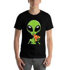 Alien Eating Pizza Funny Ufo Snack Food Men Boys Kids Women  Slim-fit Cut T-Shirt